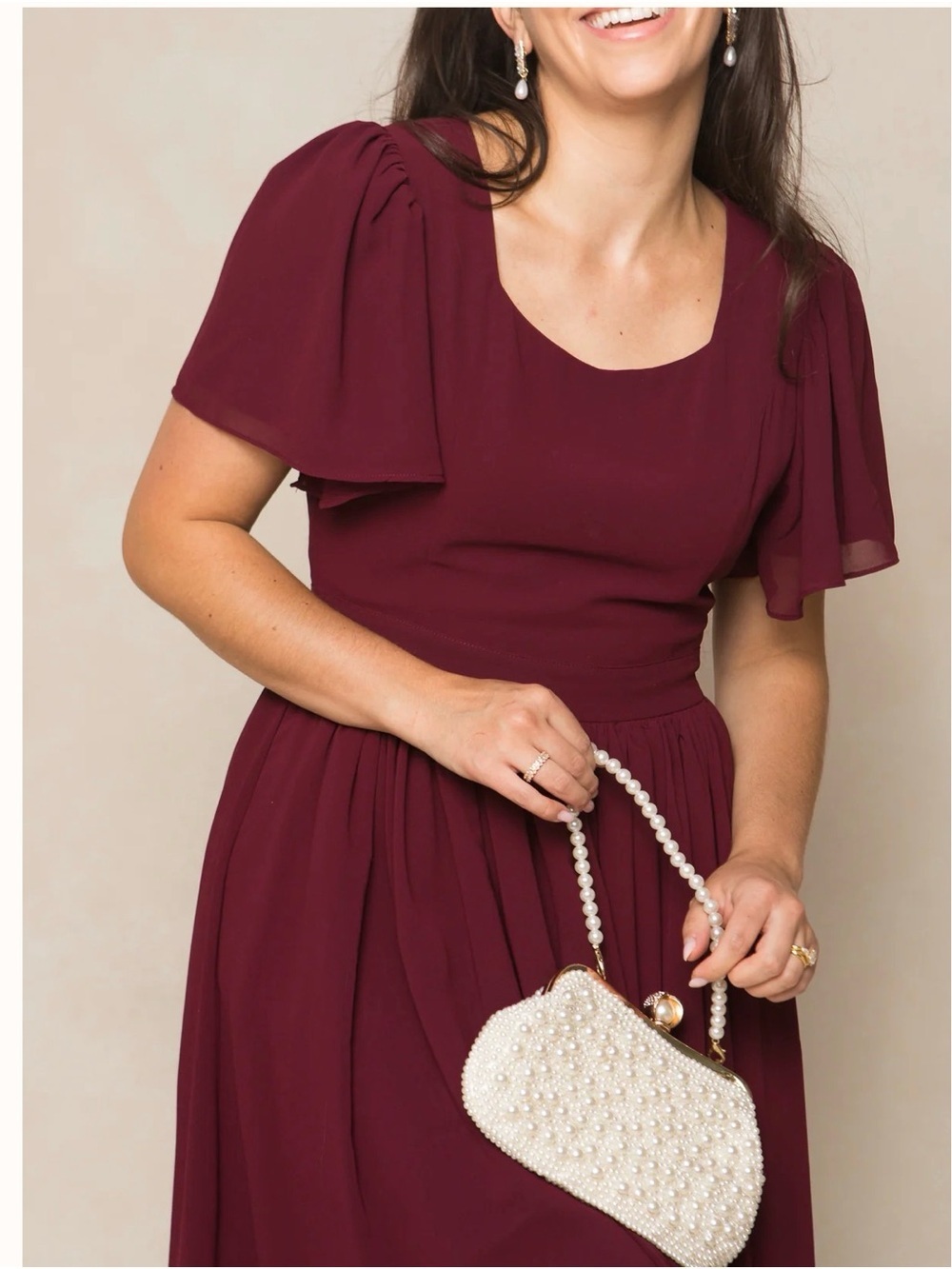 Ivy City Co Abbie Dress in Wine Chiffon size 0 NWT - Picture 2 of 5